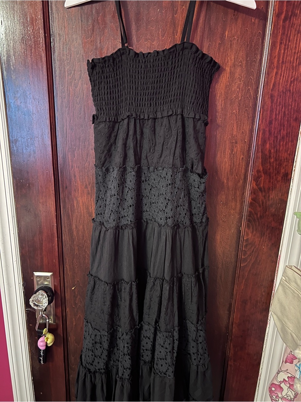 Urban Behavior Black Smocked Tiered Maxi Dress